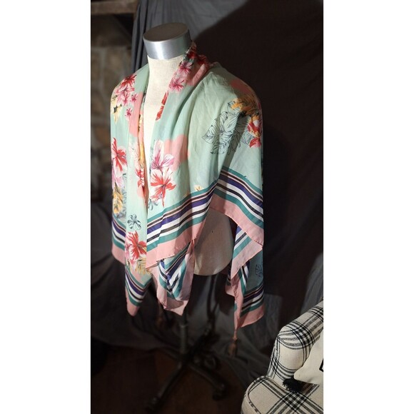 Express Womens Open Front Cardigan Top One Size Green Floral - Picture 2 of 6